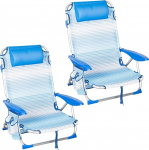 AKTIVE 2 klapptooli komplekt 4 positsiooni Sinised triibud 51 x 45 x 76 cm Koos pehmendusega padi k&uuml;ljetasku k&auml;epidemed Max 110kg Kallutuss&uuml;steem Mitmesugused positsioonid Reguleeritav seljatugi
