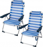 AKTIVE 2 rannatooli ja lamamistoolide komplekt, 2-in-1, 48 x 60 x 90 cm, 5 positsiooni, alumiiniumraam, polsterdatud padi, kallutuskaitse, kokkupandav koos kandek&auml;epidemega (85513)