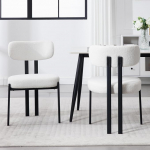 chairus Faux Fur s&ouml;&ouml;gitoa toolid komplekt 2 elutuba kaasaegne k&auml;edeta aktsenttool k&ouml;&ouml;gitoolid musta metallist jalgadega (valge)