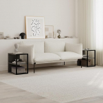 HOCUS PICUS Modernne 2 diivanipoolse lauakese komplekt, 3-tasandiline metallist raamiga k&uuml;ljelaud elutuppa, magamistuppa, v&auml;ikesed lauad 42 (S) x 30 (L) cm, 2 tk (Retro).