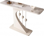 Moderner Eingangstisch mit Felsplatte, schmale Konsole f&uuml;r Flur, Foyer oder Wohnzimmer, 120 cm, Beige, langer Sofatisch, stilvolle Flur-Konsolenm&ouml;bel