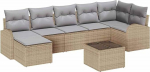 8-teiliges Garten Sofa Set mit Kissen Schwarz Poly Rattan Gartenlounge Model3346140