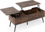 LIFEZEAL Reguleeritava k&otilde;rgusega kohvilaud, pikendatav elutoa laud, kokkupandav diivanilaud, puit, kohvilaud, t&otilde;stetav laud kahekordse t&otilde;steplaadiga, vintage (pruun)