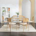 Komplekt 6 s&ouml;&ouml;gitooli, rotangist s&ouml;&ouml;gitool metallist seljatoe ja jalgadega, kaasaegne k&ouml;&ouml;gitool s&ouml;&ouml;gituppa, elutuppa, magamistuppa (puuv&auml;rvi - 2, 6 t&uuml;kki)