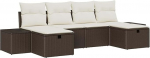 6-teiliges Garten-Sofa-Set mit Kissen Braun Poly-Rattan Gartenlounge Model3359417