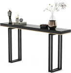 Must konsoollaud t&auml;ispuidust baarilaud Slim Long Counter Table metallist raamiga diivanipoolne laud elutuppa k&ouml;&ouml;ki sissep&auml;&auml;suks (suurus: 80 x 30 x 80 cm, v&auml;rv: must)