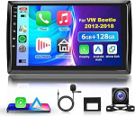 6G & 128G VECHTEL 9-tolline Bluetooth autoraadio VW Beetle 2012-2018 Carplay Android auto, Android 15, EQ, WiFi GPS, Mirror Link, RDS/FM raadio 2 DIN koos AHD tagurduskaameraga