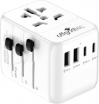 Offgridtec universaalne reisiadapter &uuml;lemaailmselt 2 x USB-A ja 2 x USB-C valge