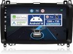 Android 14 IPS autoraadio Benz W169 W245 B160 B170 B180 B200 W639 Vito Viano W906 Sprinterile - Sisseehitatud CarPlay Android auto - Tasuta K kaamera - 2G + 32G - 9 tolli 2 DIN - DAB SWC Kiirlaev paat