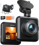 iZEEKER 2.5K Dash Cam ees ja taga SD-kaardiga, 1440P autokaamera armatuurlaual, Dual Dash Cam autodele, 170&deg; lai nurk, G-sensor, &ouml;ine n&auml;gemine, 24-tunnine parkimisj&auml;lgimise tugi, WDR