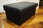 Quattro Meble Black Real Leather Stool with Storage Space Stool Cowhide Seat Cube 90 x 55 cm Footstool Upholstered Stool Real Leather Puff
