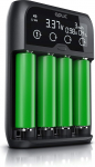 CSL universaalne akulaadija, intelligentne akulaadija, Li-Ion, NI-MH, NI-Cd, LiFePo4, 18650, AA ja AAA akude jaoks, LCD-ekraan reaalajas kuvaga