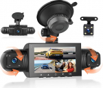 Rimoody FHD 4-kanaliline Dash Cam Car 360 kraadi 4 kaameraga 1080P ees ja taga vasakule paremale, 3-tolline 1080P Dash Camera autokaamera IR &ouml;ise n&auml;gemise / Loop Video/24H parkimisseire / G-sensor / parkimine