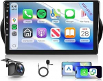 Hodozzy 4G + 64G autoraadio Citroen Nemo/Peugeot Bipper/Fiat Fiorino Qubo 2008-2017 koos Carplay juhtmevaba Android autoga, 10-tolline puuteekraan koos navigatsiooniga Bluetooth WiFi DSP FM/RDS + tagumine vaade