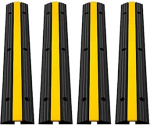 VEVOR 4 Pack 1 kanaliga kummist kaablikaitserampide raskekaaluline 8164kg kandev&otilde;ime kaablijuhtme juhtme kate ramp kiirusk&otilde;rgendik s&otilde;idutee voolikukaabli kaitsekate