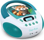 MOOOV 477414 Laste CD m&auml;ngija Panda Red MP3 ja USB port - Aux-In - k&otilde;rvaklapipesa - kaasaskantav jaam kandek&auml;epidemega - v&otilde;rgutoitega v&otilde;i akutoitega - roheline ja valge