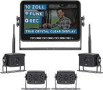 VSG 24 10-tolline element juhtmega HD traadita tagurduss&uuml;steem 4 kaameraga matkaauto ja veoauto jaoks, auto komplekt tagurduskaamera traadita + monitor DIY retrofit 12V-24V kaamera digitaalne auto tahavaatepeegel