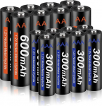 CITYORK p&auml;ikesepatarei AA 600 mAh + AAA 300 mAh 1,2 V NI-MH laetav p&auml;ikesepatarei p&auml;ikesevalgustite, p&auml;ikeselampide, aialampide, p&auml;ikesepuude valgustite, LED p&auml;ikesevalgustite, &auml;ratuskellade, m&auml;nguasjade jaoks (Pack