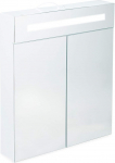 Relaxdays, 2 Doors White Mirror Cabinet 3 Compartments Socket LED Wall Cabinet Steel H x W x D 67 x 60 x 12 cm Alloy