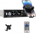 1 DIN autoraadio telefonihoidjaga, Single Din, Bluetooth, autoraadio USB/TF-kaardipesaga, v&auml;rviline taustvalgustus, Aux-in armatuurlaud, kaugjuhtimispult