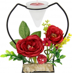 Kaunistatud metallist teek&uuml;&uuml;nla hoidja klaasist teek&uuml;&uuml;nla ja kunstlilledega k&uuml;&uuml;nla hoidja k&uuml;&uuml;nla hoidja k&uuml;&uuml;nla hoidja kodu aksessuaar laua kaunistus k&uuml;&uuml;nlad advendi lihav&otilde;tted latern 3D kaunistused