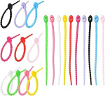 Ipotkitt Pack of 100 10 v&auml;rvi ovaalse kujuga silikoonist kaablisidemed korduvkasutatavad Twist kaablisidemed Juhtmete korraldaja kummipaelad kodukontori laua laua juhtmekorralduse jaoks