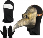 Plague Doctor Mask, Retro nahast linnumask, pikk nina nokk, Steampunk rekvisiidid, linnumask ja mustad kindad, t&auml;isn&auml;omask Halloweeni peole, kost&uuml;&uuml;mide aksessuaarid
