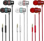 3 Pack k&otilde;rvaklapid, k&otilde;rvaklapid, juhtmega k&otilde;rvaklapid mikrofoni ja helitugevuse reguleerimise, m&uuml;raisolatsiooni ja s&uuml;gava bassi, kerged k&otilde;rvaklapid, 3,5 mm k&otilde;rvaklapid, mis &uuml;hilduvad iPhone'i, iPad'i, Androidiga