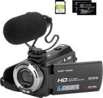 ORDRO V12 Video Camera 1080P 30FPS IR Night Vision Vlogging Camera for YouTube, 16X Zoom Digital Camera with Mini Mic, Remote Control and 2 Batteries