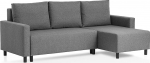 Traumnacht Avallon Corner Sofa Bed in L-Shaped with Sleep Function and Storage Space in Ottoman, Produced according to German Quality Standard, Grey, 136 x 224 x 80 cm