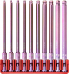 PB Swiss Tools BitBlock with 10 Long Ball Head Hexagon Socket Bits [10 x 95 mm] PB E6L.715 | 100% Swiss Made | Handy Bit Set for Standard Applications in Industry and Crafts