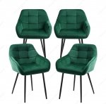 JINPALAY Set of 4 Dining Room Chairs with Armrests Velvet Green Kitchen Chairs Set of 4 Upholstered Chairs Design Modern Living Room Chairs with Backrest (4)