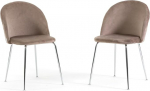 Sara - 2 Chairs in Plain or Teddy Velvet for Indoor Use with Metal Legs (Silver Legs and Velvet Brown)