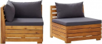 Homgoday Garden Sofa Set 2 Pieces with Solid Acacia Wood Cushions Furniture Set for Sofa Bed Living Room Sofa Modern Set for Outdoor Sofas Garden Model 316086