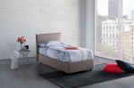 Talamo Italia - Bruna Single Bed, Container Bed with Fabric Cover, 100% Made in Italy, Front Opening, Suitable for Mattress Cm 80 x 190 cm, Turtledove