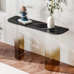 YHWKGZ Console Table, Hallway Table, Acrylic Table Legs, Narrow and Long Console Table Next to the Sofa, Suitable for Hallway, Living Room, Decorative Furniture (Noro, 39.3 x 31.4/10 x 80 cm)