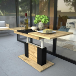 Design Coffee Table DP-1 Oak Wotan - Black Matt Height-Adjustable Extendable Dining Table