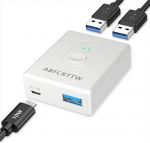 USB 3.0 Switch Powered, kahesuunaline l&uuml;liti 2 PC 1 sisse 2 v&auml;lja (2 sisse 1 v&auml;lja), KVM l&uuml;liti klaviatuurile, hiirele, printerile, veebikaamerale, l&uuml;liti toetab Carplay ja Android auto, valge
