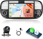 4GB+64GB Autoradio f&uuml;r FIAT 500 2007-2015 mit Wireless Carplay/Android Auto, 7 Zoll Car Stereo mit GPS Navi WiFi Bluetooth RDS/FM Radio USB SWC Mirror Link +Canbus +R&uuml;ckfahrkamera