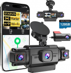 Dash Cam ees ja taga, 4 kanaliga 360&deg; katvusega auto armatuurkaamera koos STARVIS 2 &ouml;&ouml;n&auml;gemisega, GPS, 5,8GHz WiFi, 24h parkimisseire, G-sensor, 170&deg; lai nurk, 128GB kaart lisatud