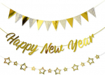 Happy New Year Banner, 2026 Happy New Year Girlande, Silvester Dekorationen, Glitzer Happy New Years Eve Banner, f&uuml;r Hochzeit, Jubil&auml;um, Graduate, Geburtstag, Weihnachtsbedarf Party Dekorationen