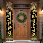KatchOn, XtraLarge Happy New Year Door Banner - 72" x 12" | &Otilde;nnelik uusaasta taustaplaat &otilde;nneliku uue aasta kaunistuste 2024 jaoks | Uue aasta &otilde;htu ukse b&auml;nner | Uue aasta &otilde;htu peotarbed | Uue aasta &otilde;htu pidutarvikud