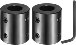 sourcing map 2 Pieces Shaft Coupler, 7/8" Bore, 1-3/8" OD, 2" Length, Black Oxidized Steel Rigid Coupling with Hex Wrench for 3D Printer, Motorcycle (4 Bolts