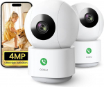 AOSU 4MP Pack of 2 Surveillance Camera, Indoor WiFi Camera, Homekit Camera with 5G/2.4GHz WiFi, One-Touch Call, for Baby/Older/Pets, Compatible with Alexa