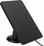 Fockety Solar Panel for Wireless Outdoor Security Camera, 4W 5V Solar Charger, IP65 Waterproof Continuous Solar Power Supply for Rechargeable Battery Surveillance Camera (Black)