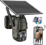 AMOROM 4G LTE Surveillance Camera Outdoor Wildlife Camera Solar with SIM Card, 2K Camera Surveillance Battery Without WLAN with Motion Detection, Colour/IR Night Vision, 2-Way Audio, IP66 Waterproof