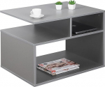 RICOO WM095-PL Coffee Table with Storage Space Living Room Table Wood 69 x 50 x 50 cm Table Living Room Sofa Table Small Couch Table Platinum Grey