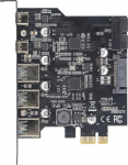 PCIe to USB 3.2 Gen 2 kaart, 20 Gbps ribalaius, 3 USB Type A ja 2 USB Type C 5 porti, PCI Express laienduskaart Linux PC-le