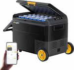 BougeRV CRS 50L kompressoriga jahutusboks koos k&auml;epidemega rattad auto jahutusboks 12V 230V koos App Control integreeritud korviga s&uuml;gavk&uuml;lmik Box Camping k&uuml;lmik elektriline IPX4 veekindel reisimiseks paat kalap&uuml;&uuml;k -20 &deg; C