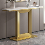 Generisch Moderner schmaler Konsolentisch im Landhausstil - Hochglanzschwarzes Gestell und Sintermarmorplatte, stilvoller Eingangstisch mit Stauraum f&uuml;r Flur, Wohnzimmer und Eingangsbereich (Gold, 80